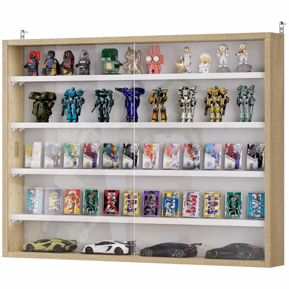 STILVORA Wall Mounted Modern Cabinet with Glass Doors and Internal Shelves in Sand/Beige – 2