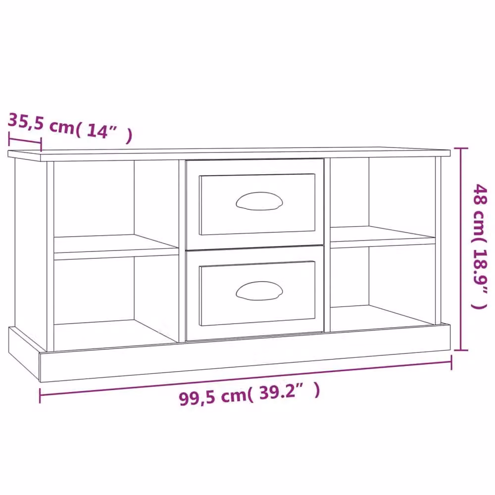 Berkfield Home Smoked Oak TV Cabinet in Brown, W: 99.5 cm, D: 35.5 cm, H: 48 cm – 4