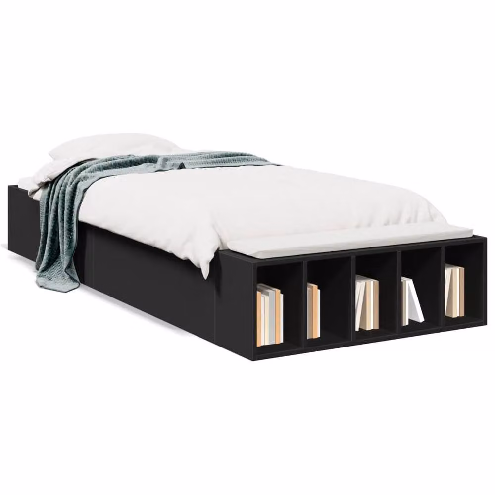 Berkfield Home Modern Small Single Bed Frame in Black, W/D/H: 80 x 190 x 30 cm – 3