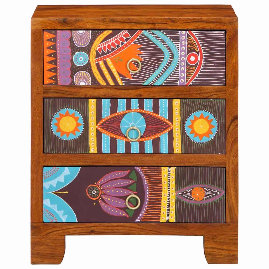 Berkfield Home Multicolour Lacquered Acacia Wood Sideboard W/D/H: 50 x 35 x 60 cm – 2