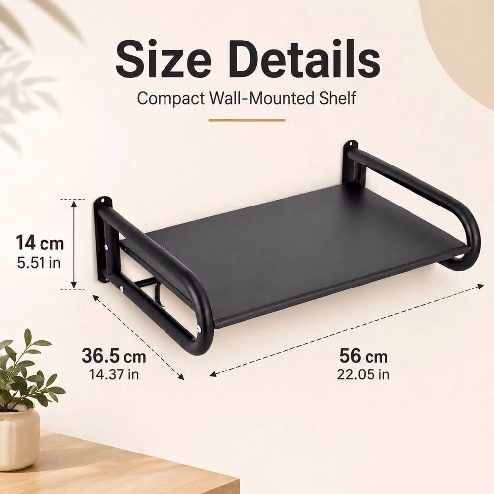 Kelvenix Wall Mounted Microwave Shelf in Matt Black Metal – 2