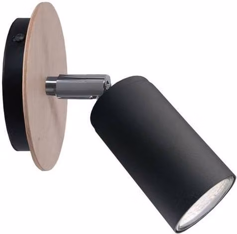Netlighting Eye Single Spotlight in Black and Wood, 11 cm, GU10
