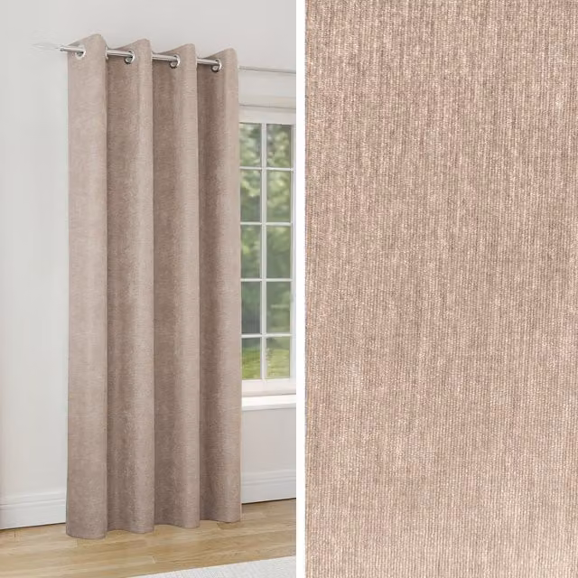 Knightsbridge Sand Chenille Blackout Thermal Eyelet Single Door Curtains