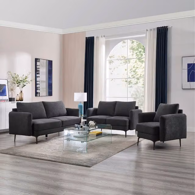 More4Homes Sofia Modern Scandi Style 2 Seater Fabric Sofa Set in Anthracite and Beige