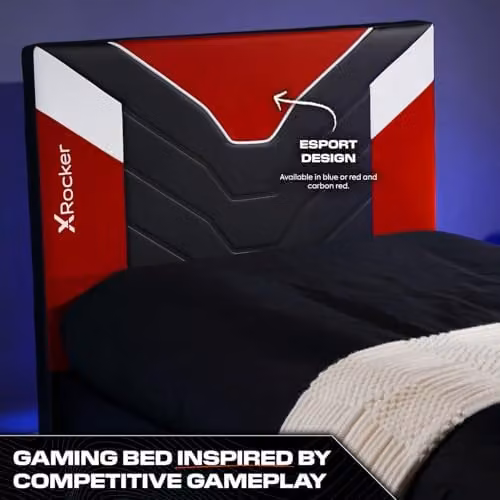 X Rocker Cerberus MKII Gaming Upholstered Bed Frame for Kids and Teens in Red or Blue, W/D/H: 120 x 190 x 24.5 cm – 3