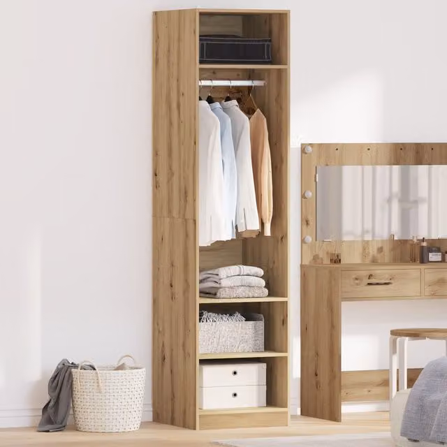 Berkfield Home Artisan Oak Wardrobe in Brown, W/D/H: 50 x 50 x 200 cm