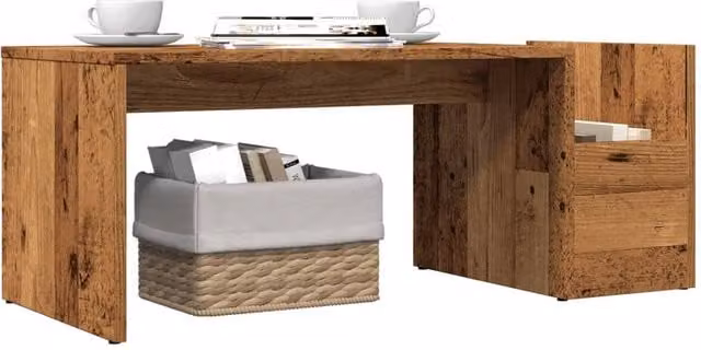 Berkfield Home Durable Rustic Coffee Table in Brown, W/D/H: 90 x 45 x 35 cm