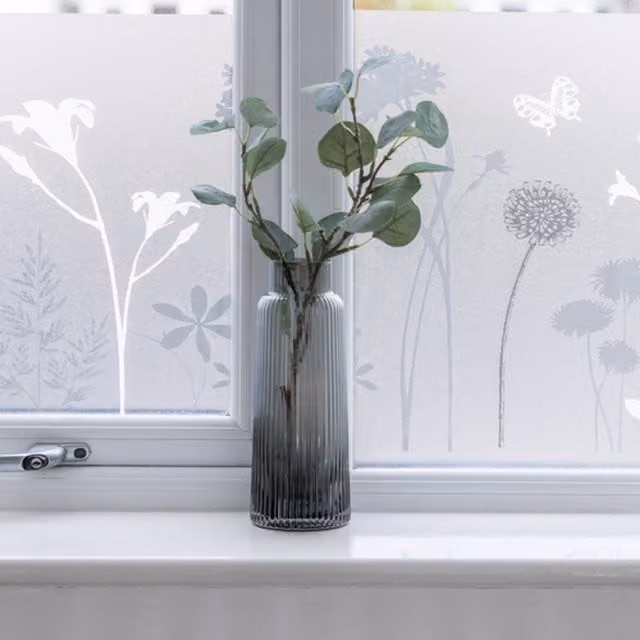 dc fix Blossom Premium White Floral Static Cling Privacy Window Vinyl Wrap