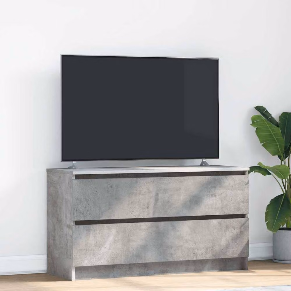 Berkfield Home Modern TV Cabinet in Concrete Grey, W/D/H: 100 x 35 x 54 cm – 2