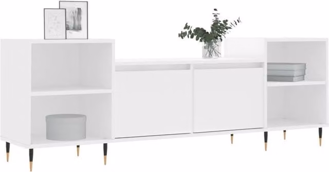 Berkfield Home Modern White TV Cabinet in Matt Engineered Wood W/D/H: 160 x 35 x 55 cm