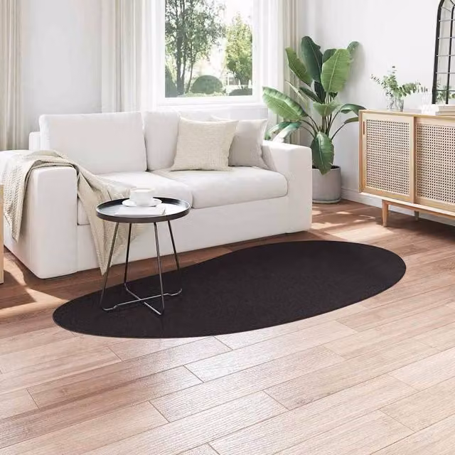 Berkfield Home Modern Oval Area Rug in Black, W/D: 100 x 200 cm – 1