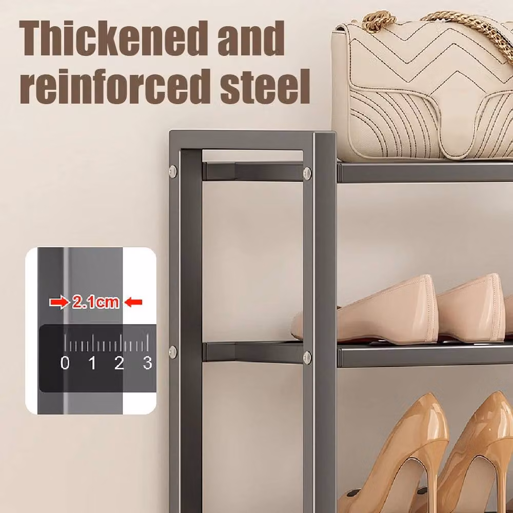 NESTLUNE 4-Tier Metal Shoe Storage Rack Organizer in Grey, W: 100 cm, D: 60 cm – 3