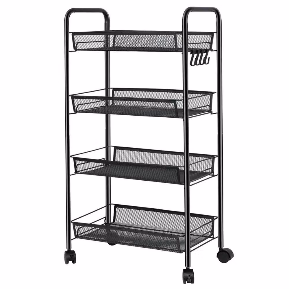 NESTLUNE 4-Tier Heavy Duty Metal Shelving Unit in Matt Black, W/D/H: 100 x 15 x 84 cm – 3
