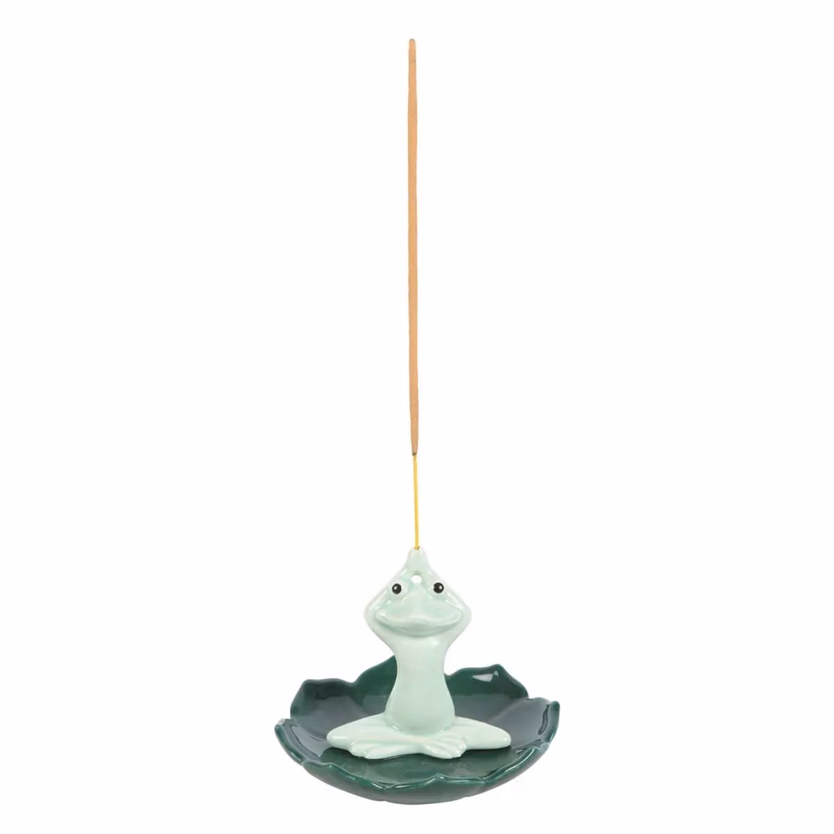 Something Different Yoga Frog Ceramic Incense Holder in Green, W/D/H: 11.3 x 9.0 x 11.3 cm – 2