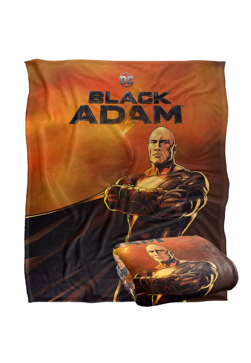 Black Adam Super Soft Silky Touch Throw Blanket in White and Black, W: 152 cm, D: 127 cm – 2