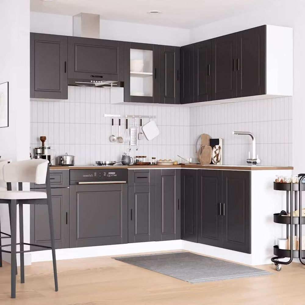 Berkfield Home 11 Piece Porto Black Modern Kitchen Cabinet Set in Engineered Wood – 2