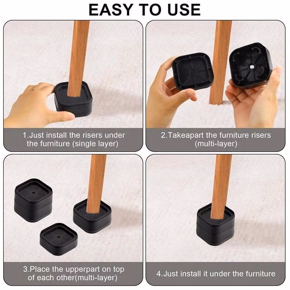 PAWNORA 8-Piece Bed Furniture Risers in Black – 3