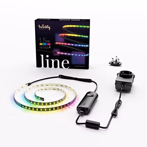 Twinkly Line Starter Kit 1.5m Multicolor LED Strip with Smart Controller, Black Wire, Compatible with Amazon Alexa, Google Assistant and Apple HomeKit – 3