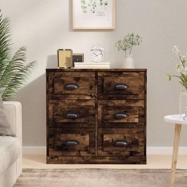 Berkfield Home Smoked Oak Sideboard in Brown, W/D/H: 70 x 35.5 x 67.5 cm – 1