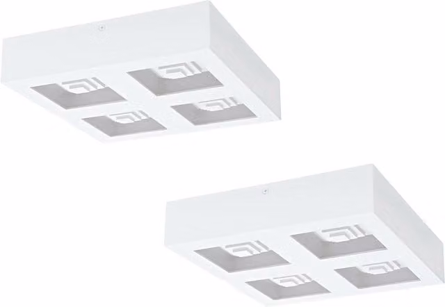 Loops 2 Pack Modern White Square LED Wall and Ceiling Light, W/D/H: 27 x 27 x 27 cm, 6.3W