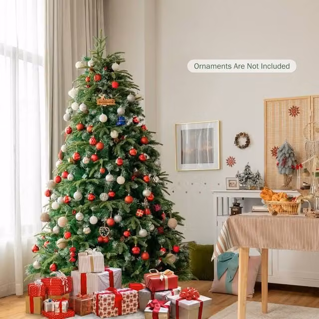 Costway 7ft Hinged Life-Like Green Christmas Tree with 450 LED Lights – 1