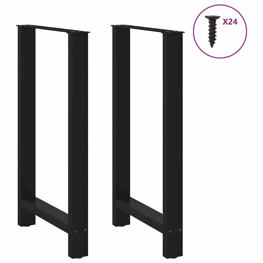 Berkfield Home Modern Black Steel Sled Base Coffee Table Legs, 2 Pieces, H: 60 cm, W: 100-101 cm – 2