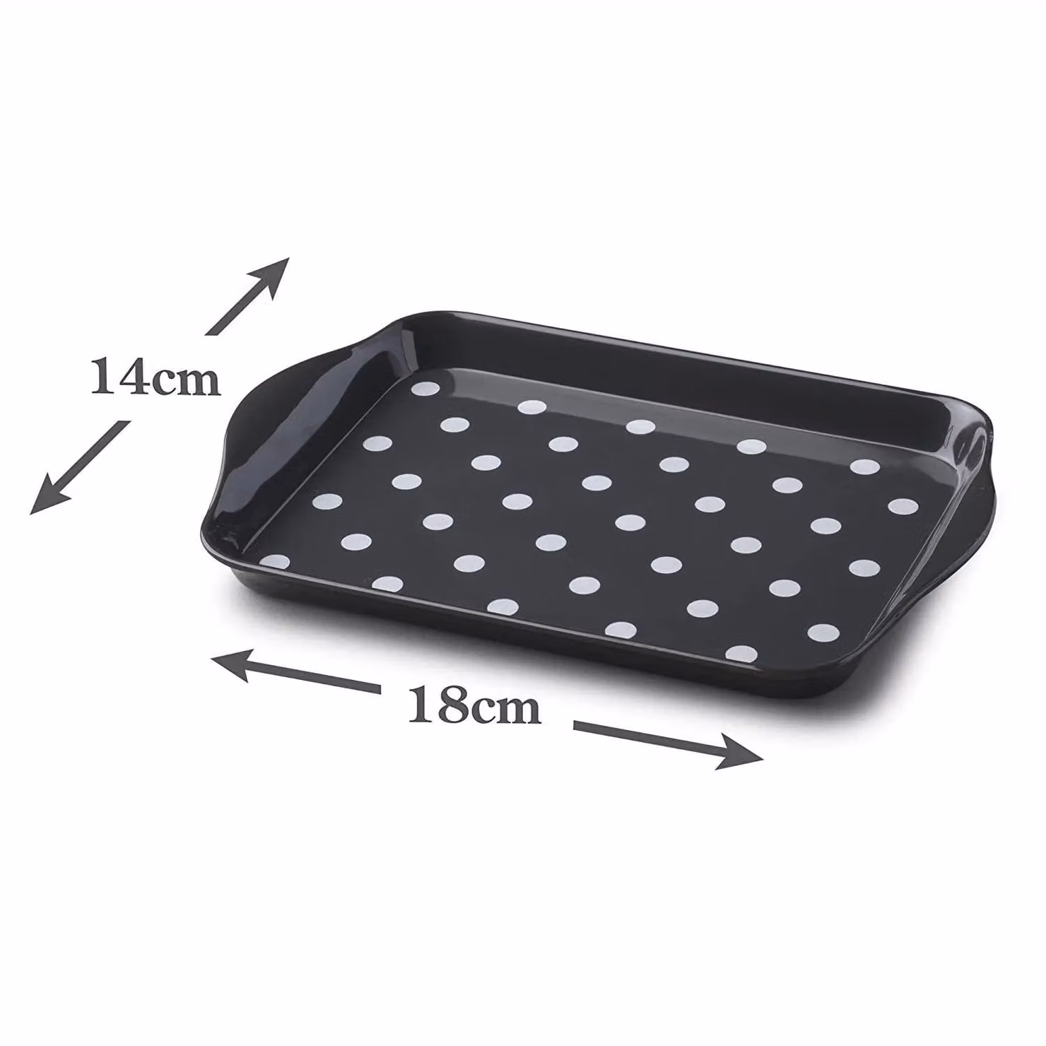 Zeal Melamine Dotty Mini Serving Tray with Handles, Grey, W: 18.0 cm x D: 14.0 cm x H: 2.0 cm – 3
