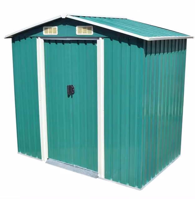 Berkfield Home Green Metal Garden Storage Shed with Sliding Doors and Side Vent, W/D/H: 204 x 132 x 186 cm – 1