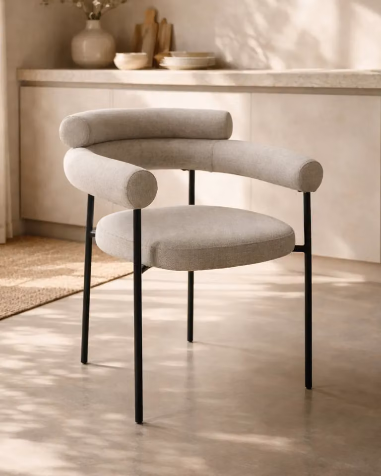 Tommy Franks Alita Dining Chair in Black and Grey Fabric with Metal Legs