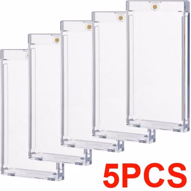 FLAVORA 5-Pack Magnetic Trading Card Hard Protector Holder Case in Clear