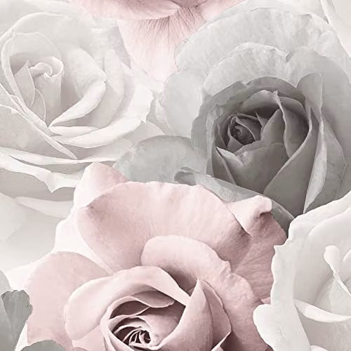 Muriva Rhoda Pink and Grey Botanical Floral Wallpaper Roll – 1