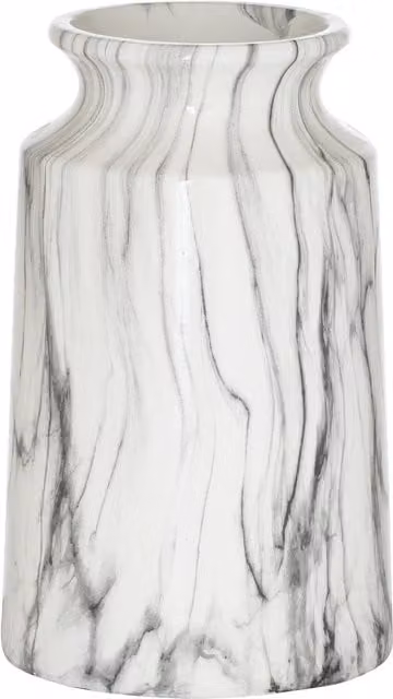 KDMK Modern Abstract White Ceramic Marble Urn Vase for Tabletop and Condolence