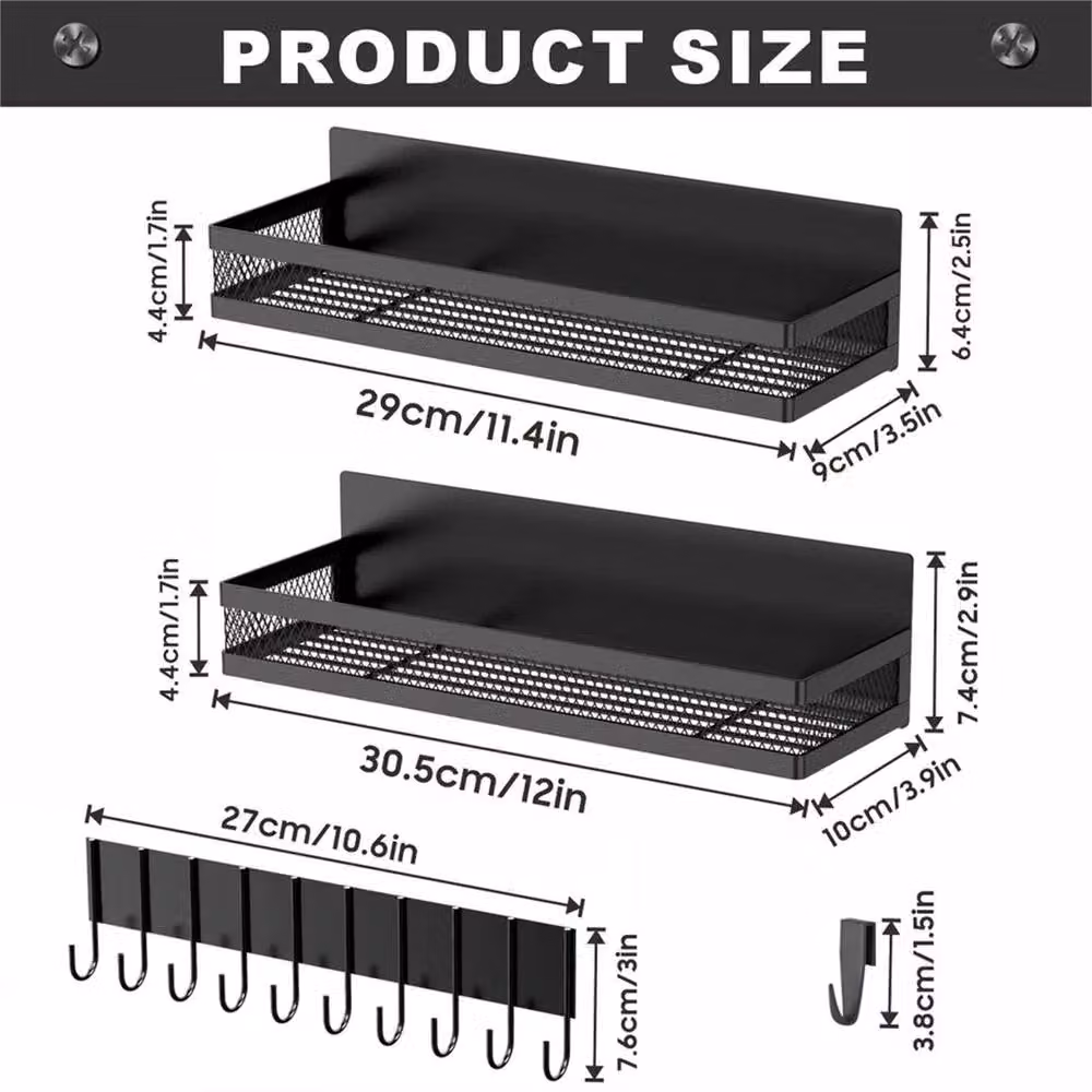 Kelvenix 3-Piece Magnetic Spice Rack for Refrigerator, Black – 1