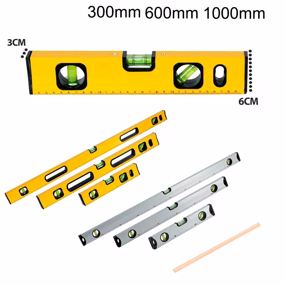 Hinsinc Magnetic 3 Piece Builders Spirit Level Set in Silver, Lengths: 300 mm, 600 mm, 1000 mm – 1