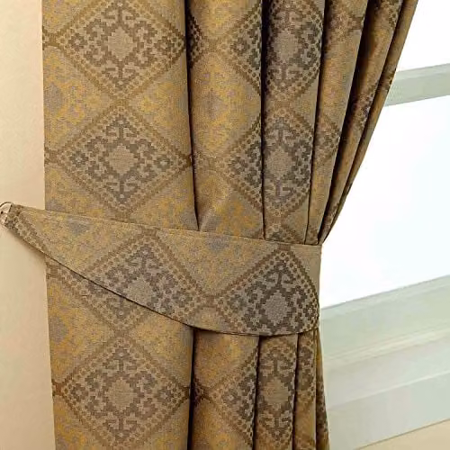 Homescapes Gold Patterned Aztec Tribal Design Curtain Tie Backs, Pair of 2