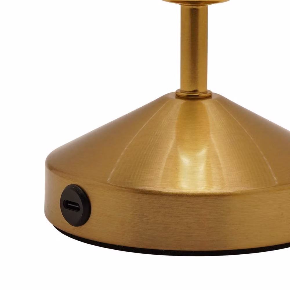 Hestia Small Etched Glass USB LED Touch Table Lamp in Gold and Bronze – 2