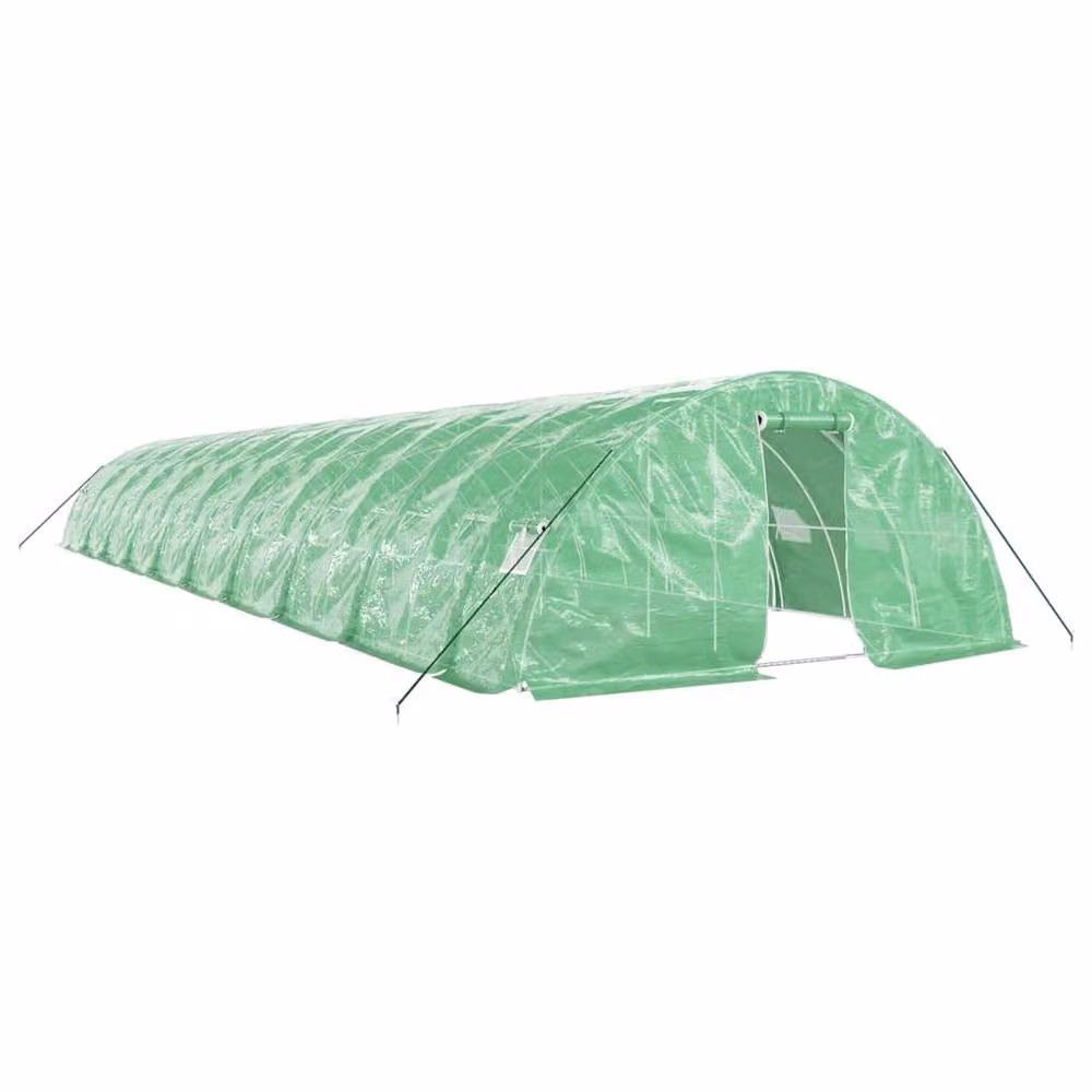 Berkfield Home Freestanding Greenhouse with Steel Frame and Plastic Cover, Green, W/D/H: 20 x 5 x 2.3 m – 2