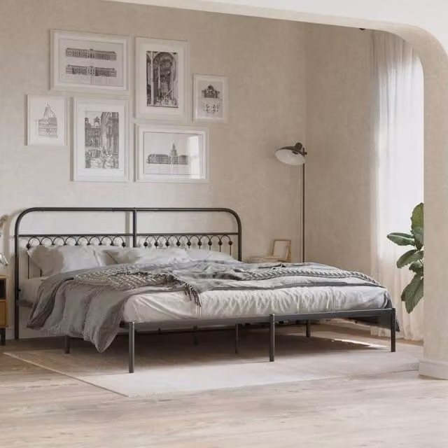 Berkfield Home Matt Black Metal Headboard 193 cm