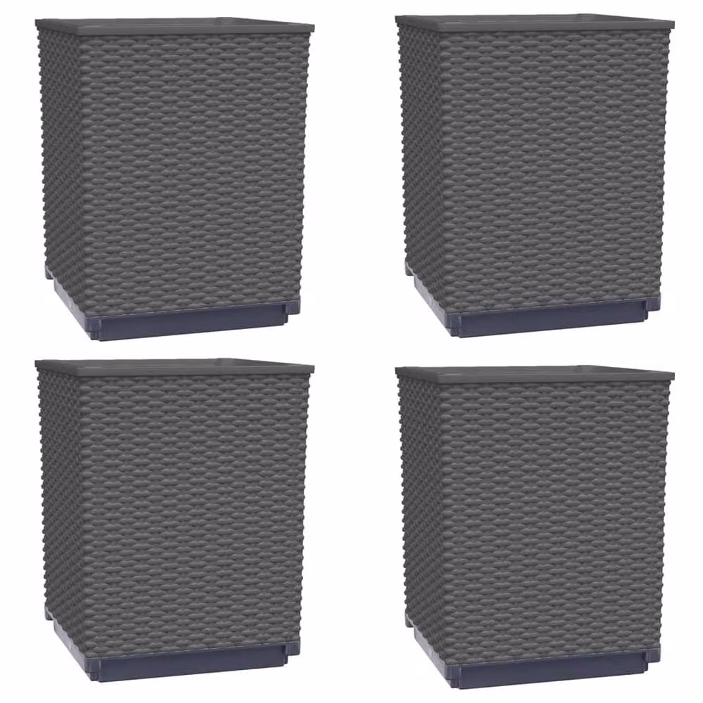 Berkfield Home Set of 4 Black Polypropylene Planter Tubs, W/D/H: 30 x 30 x 37 cm – 3