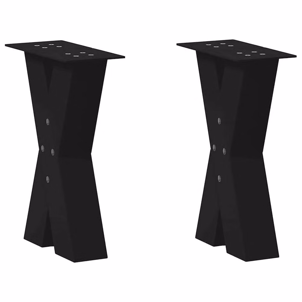 Berkfield Home X-Shaped Steel Coffee Table Legs, 2 Pieces, Black, W: 28 cm, H: 42-43 cm – 1
