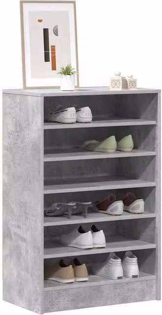 Berkfield Home Shoe Cabinet in Concrete Grey, W/D/H: 60 x 35 x 92 cm