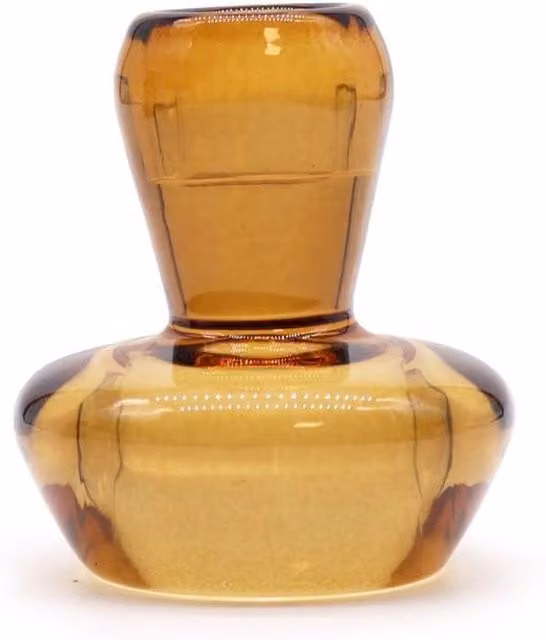 KDMD Vintage Amber and Brown Mushroom Flip Glass Candle Holder for Tealights and Taper Candles