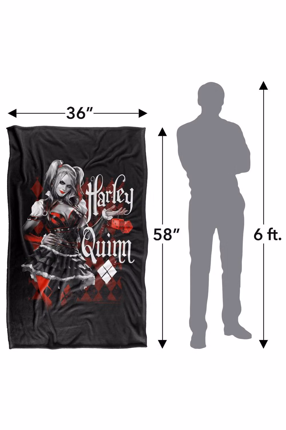 LOGOVISION Batman Arkham Knight Harley Quinn Dice Silky Touch Super Soft Fleece Throw Blanket, Multicolour, W: 127 cm x H: 152.4 cm – 7