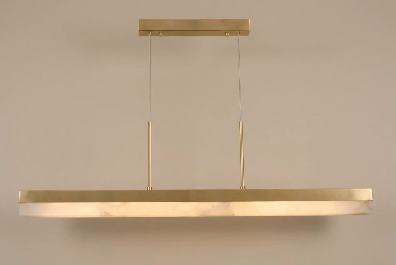 Araco Lumière Frozen Fira Alabaster Pendant Light in White and Gold/Brass