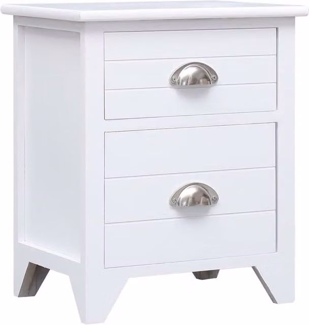 Berkfield Home Set of 2 White Wooden Nightstands with 2 Drawers – 1