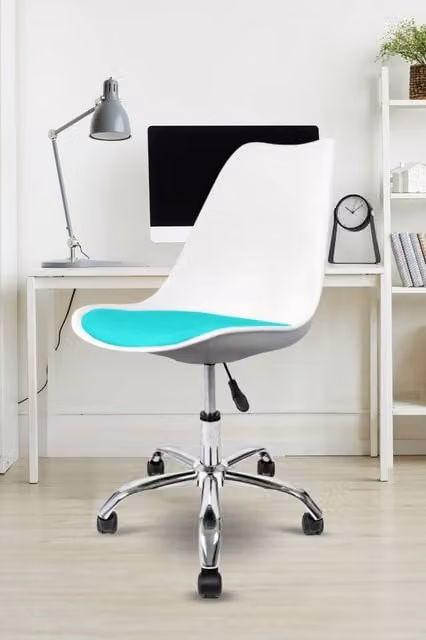 Fusion Living Soho Plastic Dining Chair with Swivel Base in Turquoise