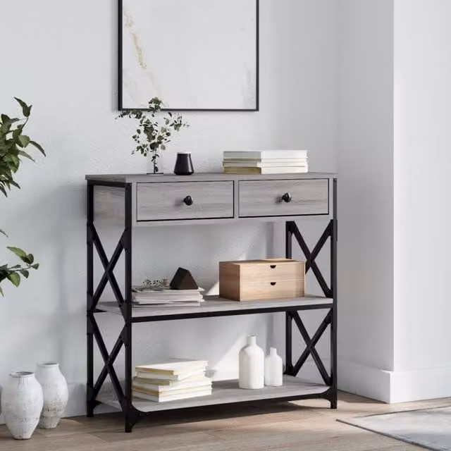 Berkfield Home Console Table in Grey Sonoma, W/D/H: 75 x 28 x 75 cm – 1