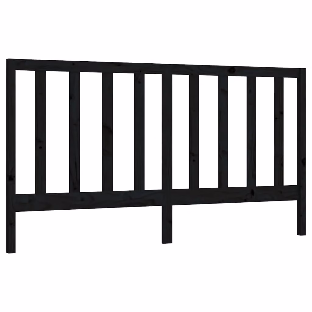 Berkfield Home Black Solid Wood Pine Bed Headboard W: 186 cm, D: 4 cm, H: 100 cm – 2