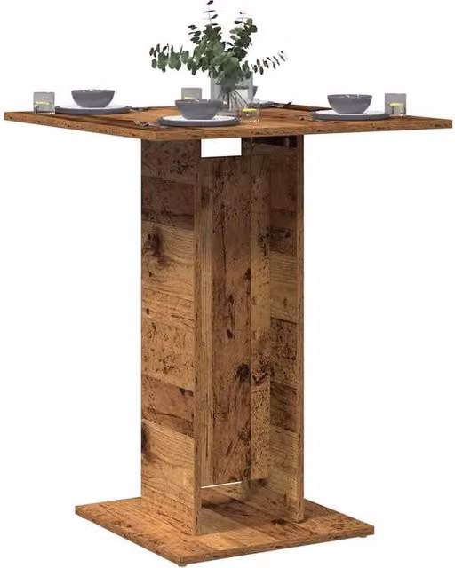 Berkfield Home Bistro Table in Brown Old Wood, W/D/H: 60 x 60 x 75 cm