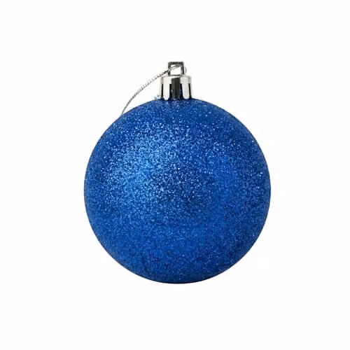 Shatchi Blue Glitter Christmas Bauble Ornament, Diameter: 20 cm